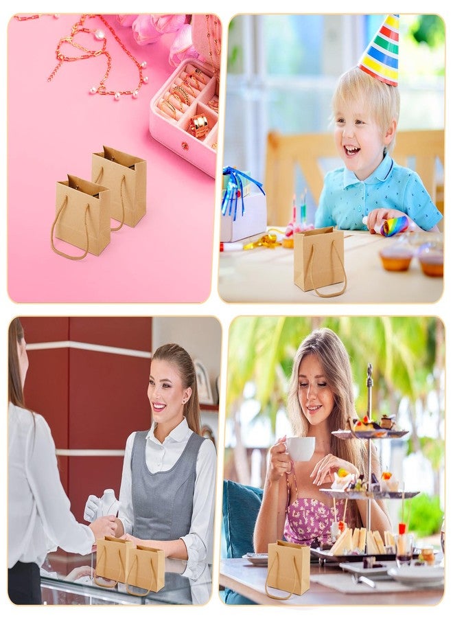 CLRBEATTY 24 Pcs Extra Small Gift Bags, 3.9 x 4.7 x 2.4 Inch Mini Kraft Paper Gift Bags with Handles for Wedding, Birthday, Baby Shower, Party Favors - Image 5